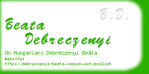 beata debreczenyi business card